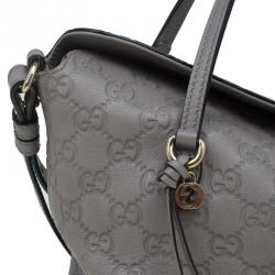 Pre Owned حقيبة غوت شي بريي جلد غوتشيسيما رصاصي بيد علوية متوسطة