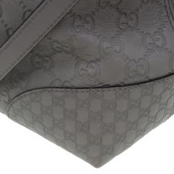 Pre Owned حقيبة غوتشي بريي جلد غوتشيسيما رصاصي بيد علوية متوسطة