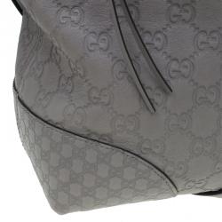 Pre Owned حقيبة غوتشي بريي جلد غوتشيسيما رصاصي بيد علوية متوسطة