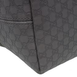 Pre Owned حقيبة غوتشي بريي جلد غوتشيسيما رصاصي بيد علوية متوسطة