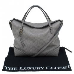 Pre Owned حقيبة غوتشي بريي جلد غوتشيسيما رصاصي بيد علوية متوسطة