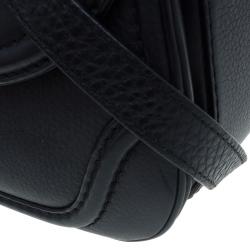 Pre Owned Gucci Black Leather Small New Bamboo Top Handle Bag