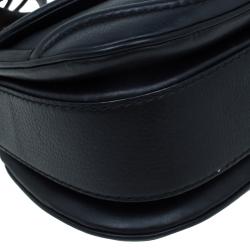 Pre Owned Gucci Black Leather Small New Bamboo Top Handle Bag