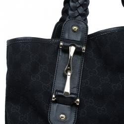 مملوكة مسبقًا Gucci Black GG Canvas Medium Horsebit Pelham Shoulder Bag