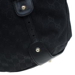مملوكة مسبقًا Gucci Black GG Canvas Medium Horsebit Pelham Shoulder Bag