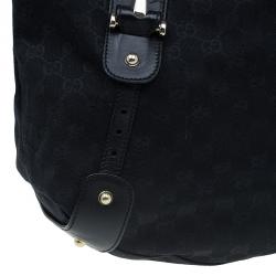 مملوكة مسبقًا Gucci Black GG Canvas Medium Horsebit Pelham Shoulder Bag