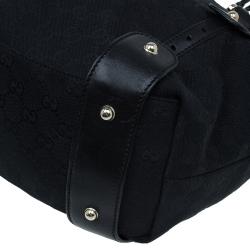 مملوكة مسبقًا Gucci Black GG Canvas Medium Horsebit Pelham Shoulder Bag