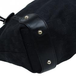 مملوكة مسبقًا Gucci Black GG Canvas Medium Horsebit Pelham Shoulder Bag