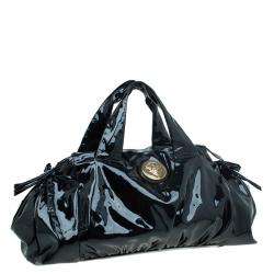 مملوكة مسبقًا Gucci Black Patent Leather Hysteria Top Handle Bag