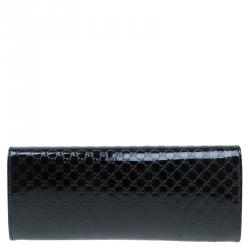 Pre Owned Gucci Black Microguccissima Patent Leather Broadway Evening Clutch