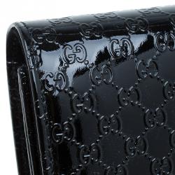 Pre Owned Gucci Black Microguccissima Patent Leather Broadway Evening Clutch