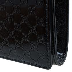 Pre Owned Gucci Black Microguccissima Patent Leather Broadway Evening Clutch