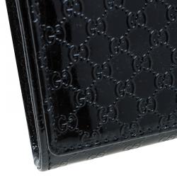 Pre Owned Gucci Black Microguccissima Patent Leather Broadway Evening Clutch