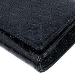 Pre Owned Gucci Black Microguccissima Patent Leather Broadway Evening Clutch