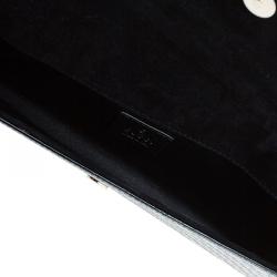 Pre Owned Gucci Black Microguccissima Patent Leather Broadway Evening Clutch