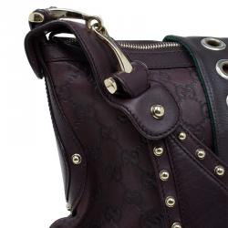Pre Owned Gucci Brown Guccissima Leather Web Studded Pelham Horsebit Messenger Bag