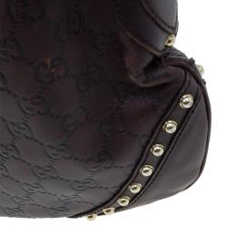 Pre Owned Gucci Brown Guccissima Leather Web Studded Pelham Horsebit Messenger Bag