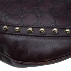 Pre Owned Gucci Brown Guccissima Leather Web Studded Pelham Horsebit Messenger Bag