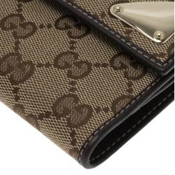 مملوكة مسبقًا Gucci Beige Guccissima Canvas and Brown Leather French Wallet