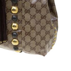 Pre Owned حقيبة يد غوتشي بوبوسكا هارت كانفاس مقوى كريستال GG بيج/بني داكن كبيرة
