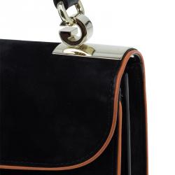 مملوكة مسبقًا Gucci Black Suede Medium 1973 Double G Shoulder Flap Bag