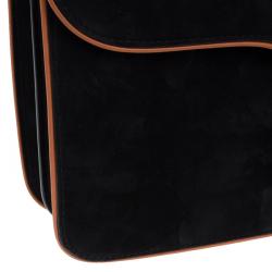 مملوكة مسبقًا Gucci Black Suede Medium 1973 Double G Shoulder Flap Bag