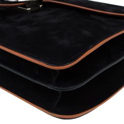 مملوكة مسبقًا Gucci Black Suede Medium 1973 Double G Shoulder Flap Bag