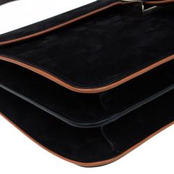 مملوكة مسبقًا Gucci Black Suede Medium 1973 Double G Shoulder Flap Bag