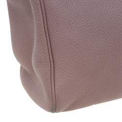 Pre Owned Gucci Light Pink Pebbled Leather Medium Bamboo Top Handle Bag