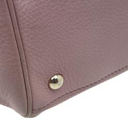 Pre Owned Gucci Light Pink Pebbled Leather Medium Bamboo Top Handle Bag