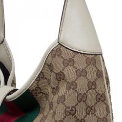 Pre Owned حقيبة غوتشي O جاكي ويب كانفاس GG أوف وايت/ بيج