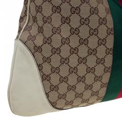 Pre Owned حقيبة غوتشي O جاكي ويب كانفاس GG أوف وايت/ بيج