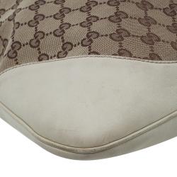 Pre Owned حقيبة غوتشي O جاكي ويب كانفاس GG أوف وايت/ بيج