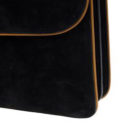 مملوكة مسبقًا حقيبة كتف غوتشي قلاب G دابل 1973 متوسطة سويدي أسود