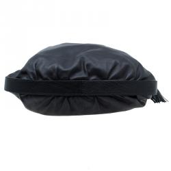 مملوكة مسبقًا Gucci Black Leather Medium Interlocking G Ornament Tassel Hobo