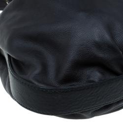 مملوكة مسبقًا Gucci Black Leather Medium Interlocking G Ornament Tassel Hobo