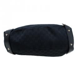مملوكة مسبقًا Gucci Black GG Canvas Medium Horsebit Pelham Shoulder Bag