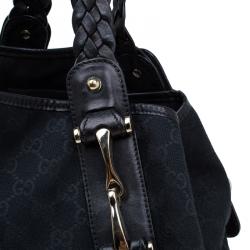 مملوكة مسبقًا Gucci Black GG Canvas Medium Horsebit Pelham Shoulder Bag