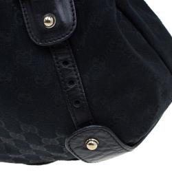 مملوكة مسبقًا Gucci Black GG Canvas Medium Horsebit Pelham Shoulder Bag