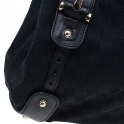 مملوكة مسبقًا Gucci Black GG Canvas Medium Horsebit Pelham Shoulder Bag