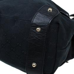 مملوكة مسبقًا Gucci Black GG Canvas Medium Horsebit Pelham Shoulder Bag