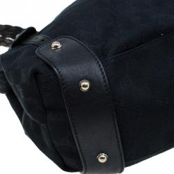 مملوكة مسبقًا Gucci Black GG Canvas Medium Horsebit Pelham Shoulder Bag