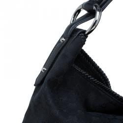 Pre Owned حقيبة غوتشي هورسبيت كبيرة كانفاس GG أسود