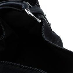 Pre Owned حقيبة غوتشي هورسبيت كبيرة كانفاس GG أسود