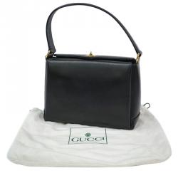 Pre Owned Gucci Black Leather Vintage Top Handle Bag