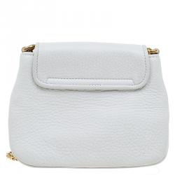 Pre Owned حقيبة كروس غوتشي سلسلة 1973 صغيرة جلد أبيض