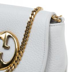 Pre Owned حقيبة كروس غوتشي سلسلة 1973 صغيرة جلد أبيض