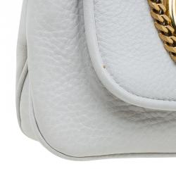 Pre Owned حقيبة كروس غوتشي سلسلة 1973 صغيرة جلد أبيض