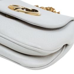 Pre Owned حقيبة كروس غوتشي سلسلة 1973 صغيرة جلد أبيض