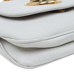 Pre Owned حقيبة كروس غوتشي سلسلة 1973 صغيرة جلد أبيض